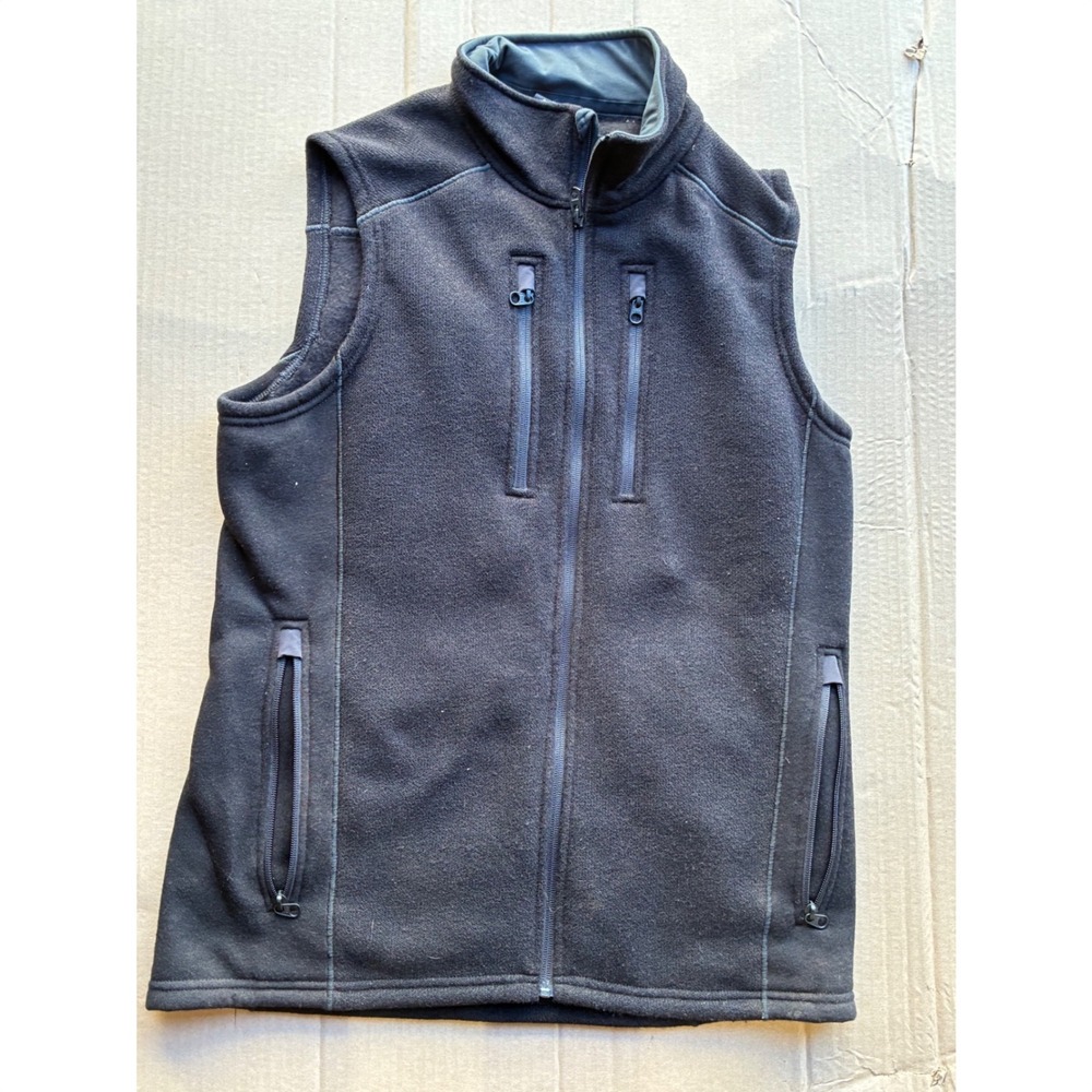Kuhl Mens Fleece Full Zip Vest Black 4-Pocket Mock Neck Size Medium